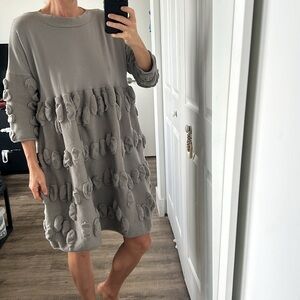 Knit Knit Made in Italy Women's 3/4 Sleeve Embellished Mini Dress Gray XS